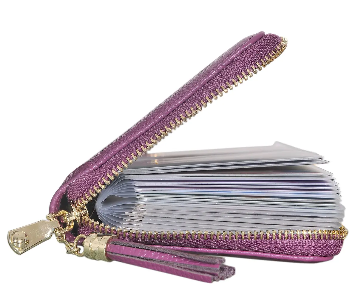 Easyoulife Womens RFID Blocking Leather Card Holder Wallet 40 Card Slots (Purple) - view 2