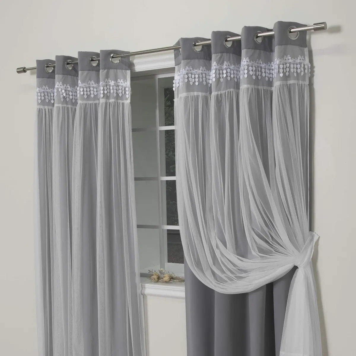 Best Home Fashion Black Curtain 52"W x 96"L | Thermal Blackout with Grommet Top - view 2