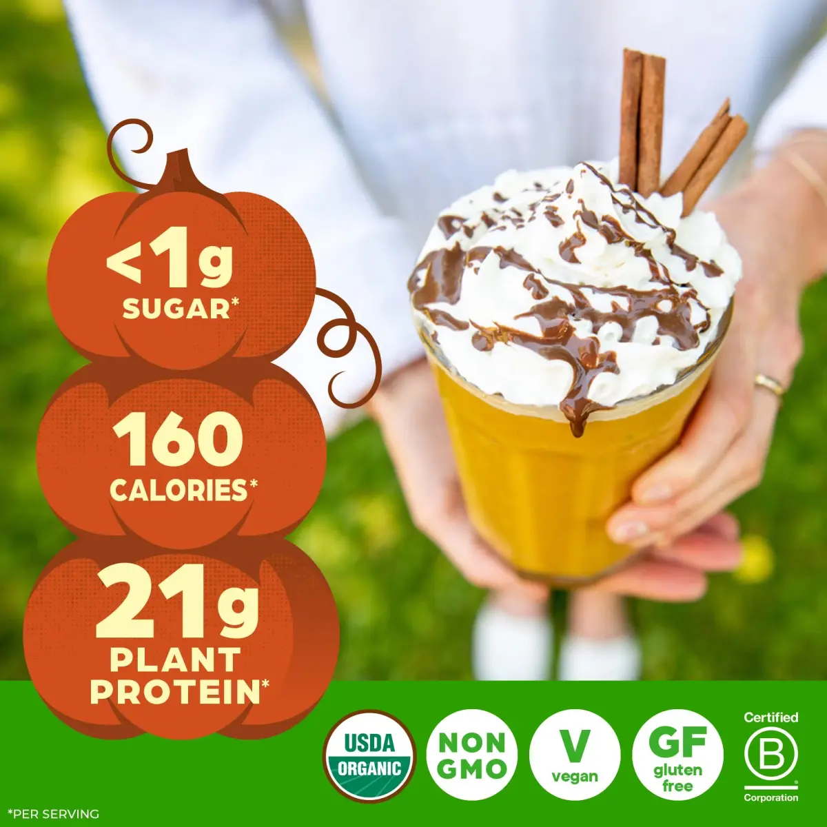Orgain Organic Vegan Protein Powder Pumpkin Spice 1.02 lb (463 g) | USDA Organic, 21g Protein Per Serving - view 5