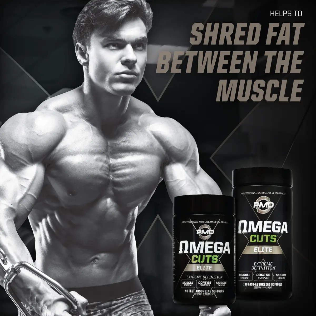 PMD Omega Cuts Elite Fat Loss-Muscle Defining Formula 180 Softgels | Supports Fat Shredding & Muscle Toning - view 3