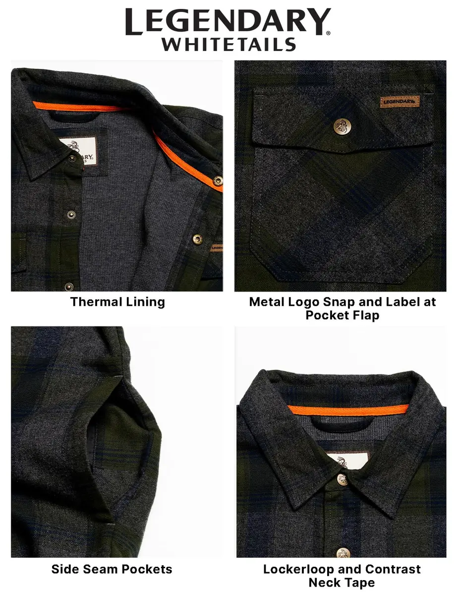 Legendary Whitetails Thermal Lined Shirt Jacket Insulated Shacket | Cotton & Polyfill for Men Large Tall - view 5