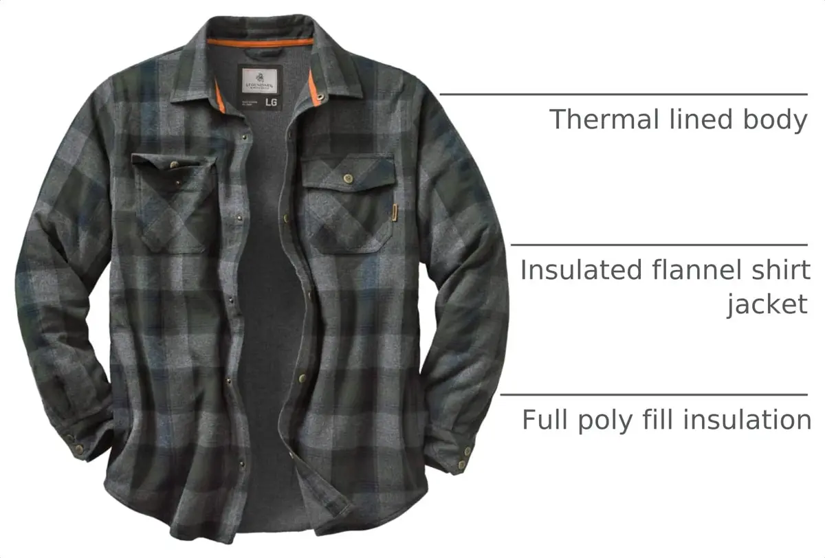 Legendary Whitetails Thermal Lined Shirt Jacket Insulated Shacket | Cotton & Polyfill for Men Large Tall - view 4