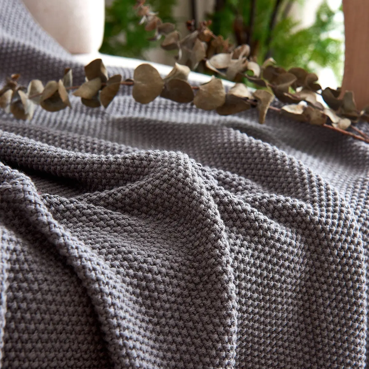Longhui bedding Dark Grey Cotton Throw Blanket 50" x 60" | Lightweight & Machine Washable - view 4
