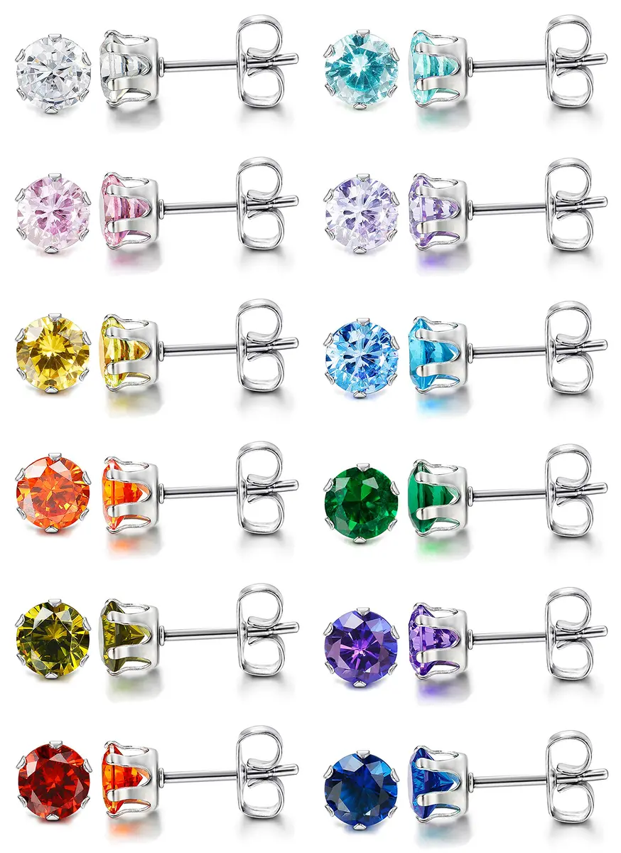 LOYALLOOK Hypoallergenic Earring | 7MM CZ Studs for Sensitive Ears - main product image