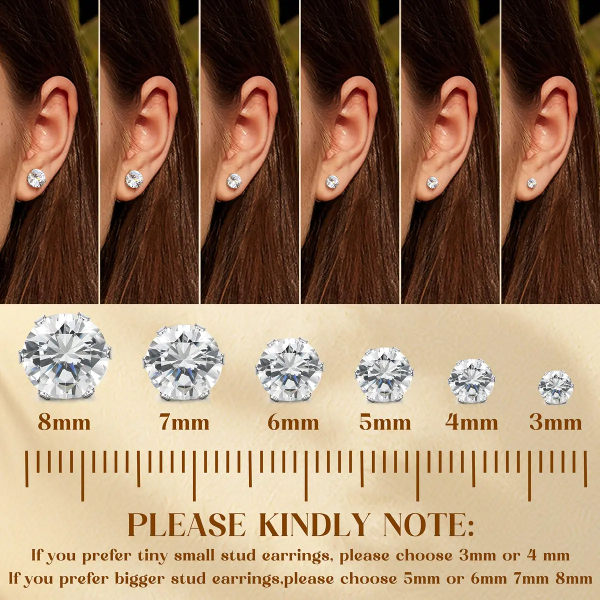 LOYALLOOK Hypoallergenic Earring | 7MM CZ Studs for Sensitive Ears - view 4