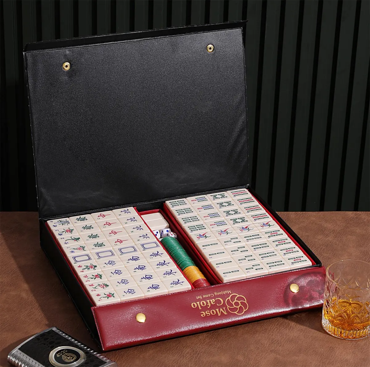 Mose Cafolo Chinese Mahjong Game Set 144 Melamine Tiles 3.7cm (1.5") | Professional Quality Imported from USA - view 3