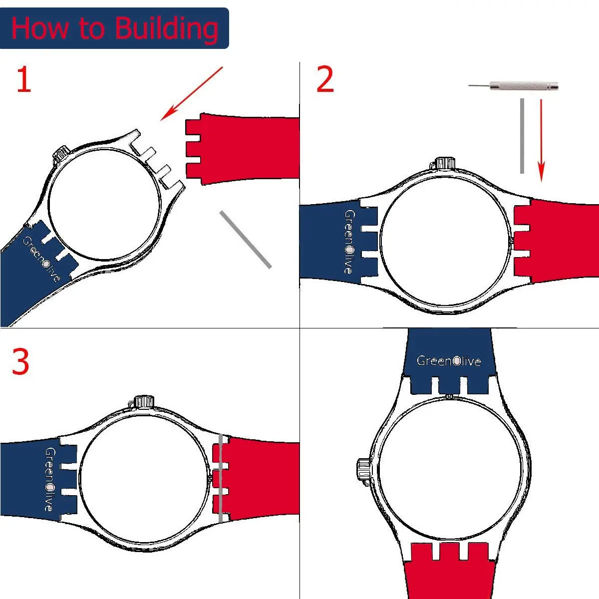 GREENOLIVE 17mm Silicone Watch Strap for Swatch | Blue, Waterproof, Lightweight - view 4