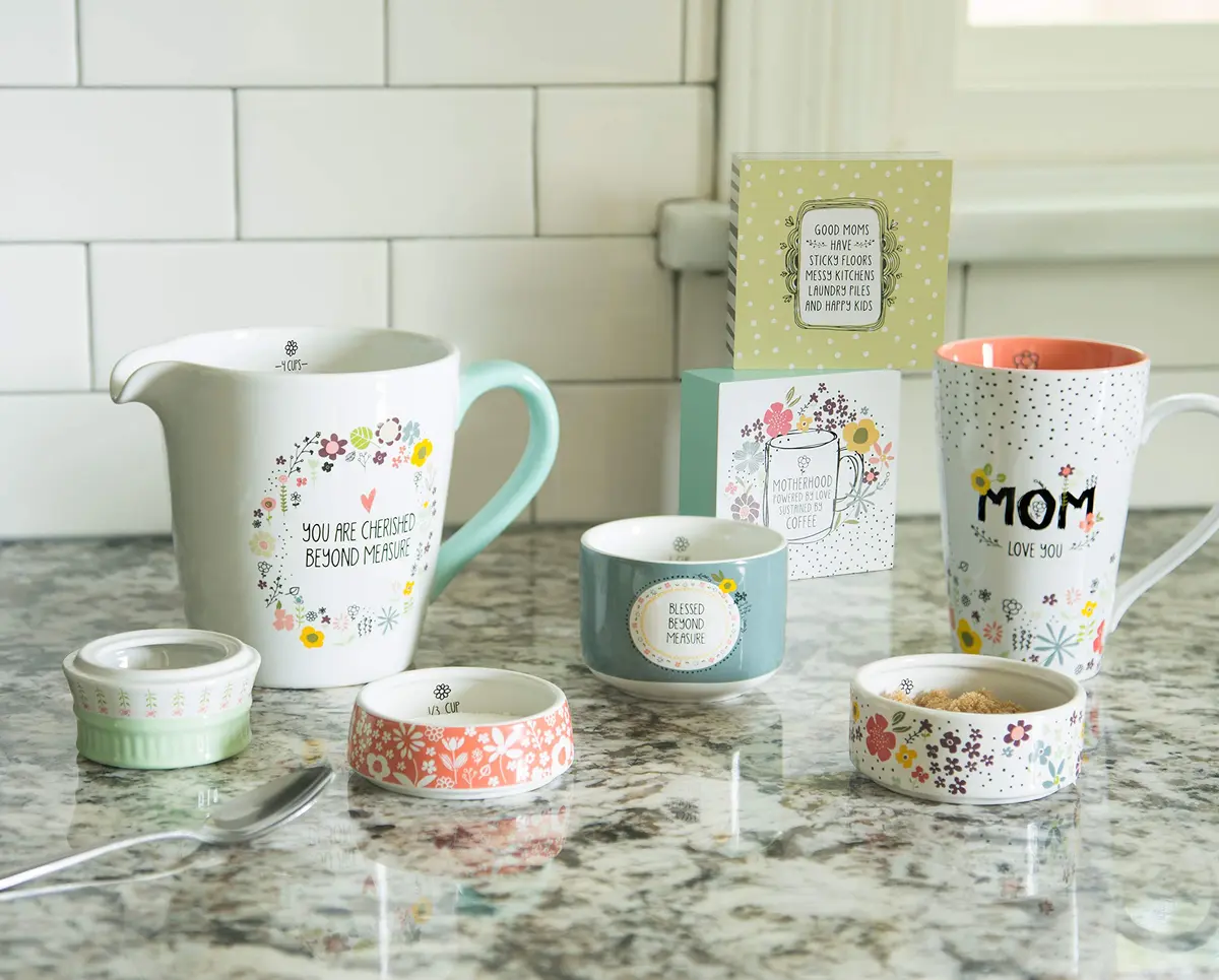 Pavilion Love You More by Amylee Weeks Stoneware Measuring Cup Set, 4-Piece (1/4, 1/3, 1/2, 1 Cup) - view 5