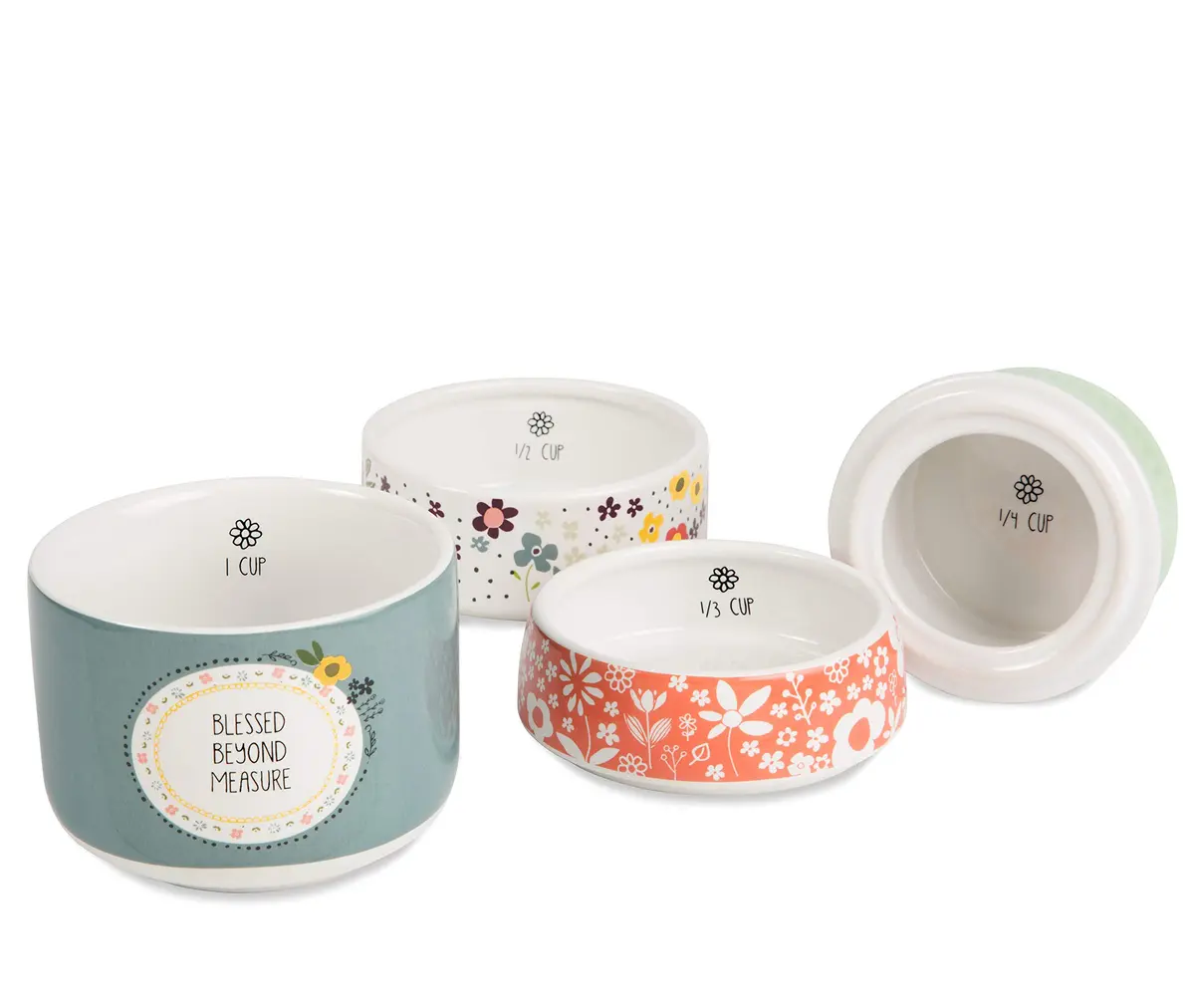 Pavilion Love You More by Amylee Weeks Stoneware Measuring Cup Set, 4-Piece (1/4, 1/3, 1/2, 1 Cup) - view 2