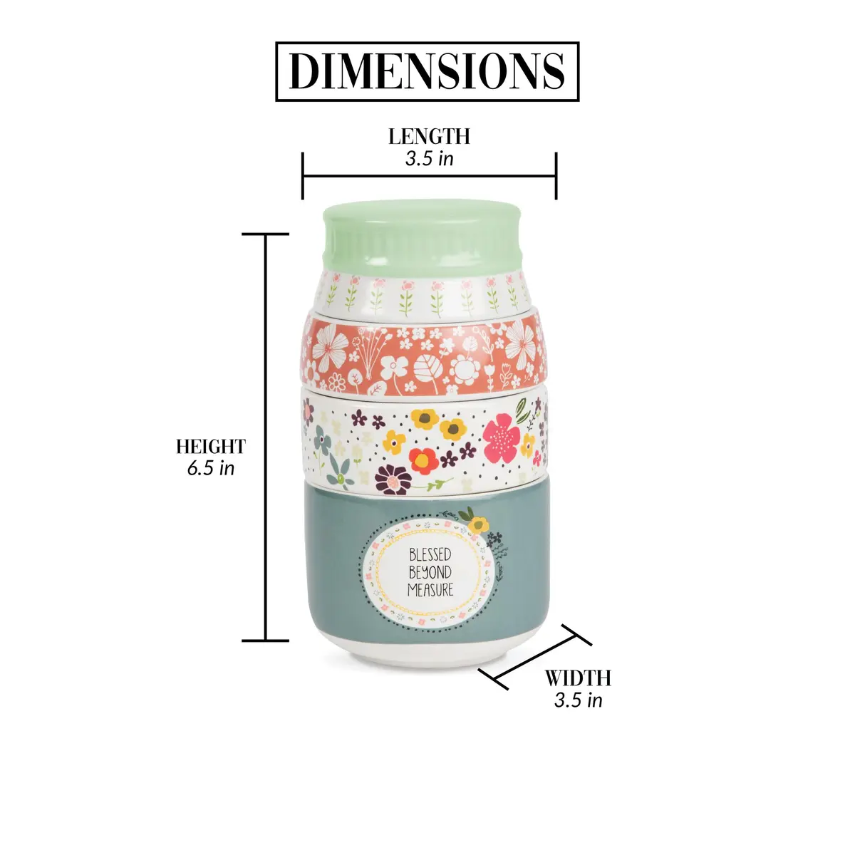 Pavilion Love You More by Amylee Weeks Stoneware Measuring Cup Set, 4-Piece (1/4, 1/3, 1/2, 1 Cup) - view 3