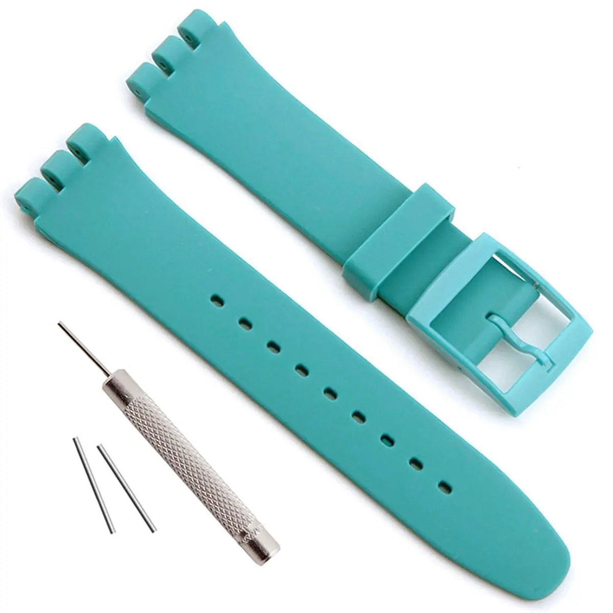 GREENOLIVE 17mm Silicone Watch Band Modern Cyan | Waterproof & Non-Allergenic - main product image