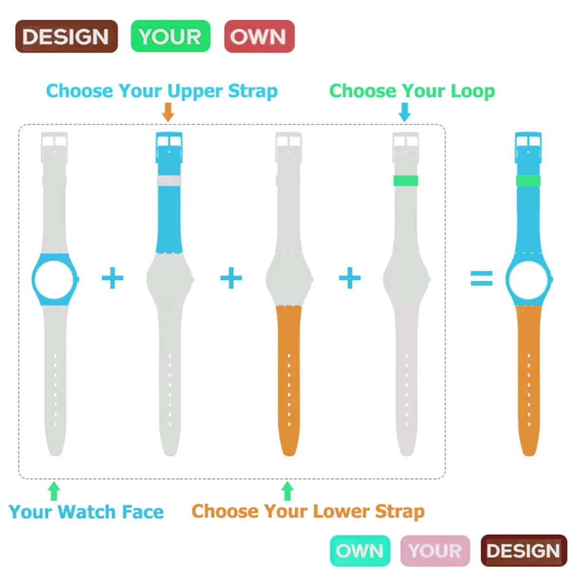 GREENOLIVE 17mm Silicone Watch Band Modern Cyan | Waterproof & Non-Allergenic - view 5