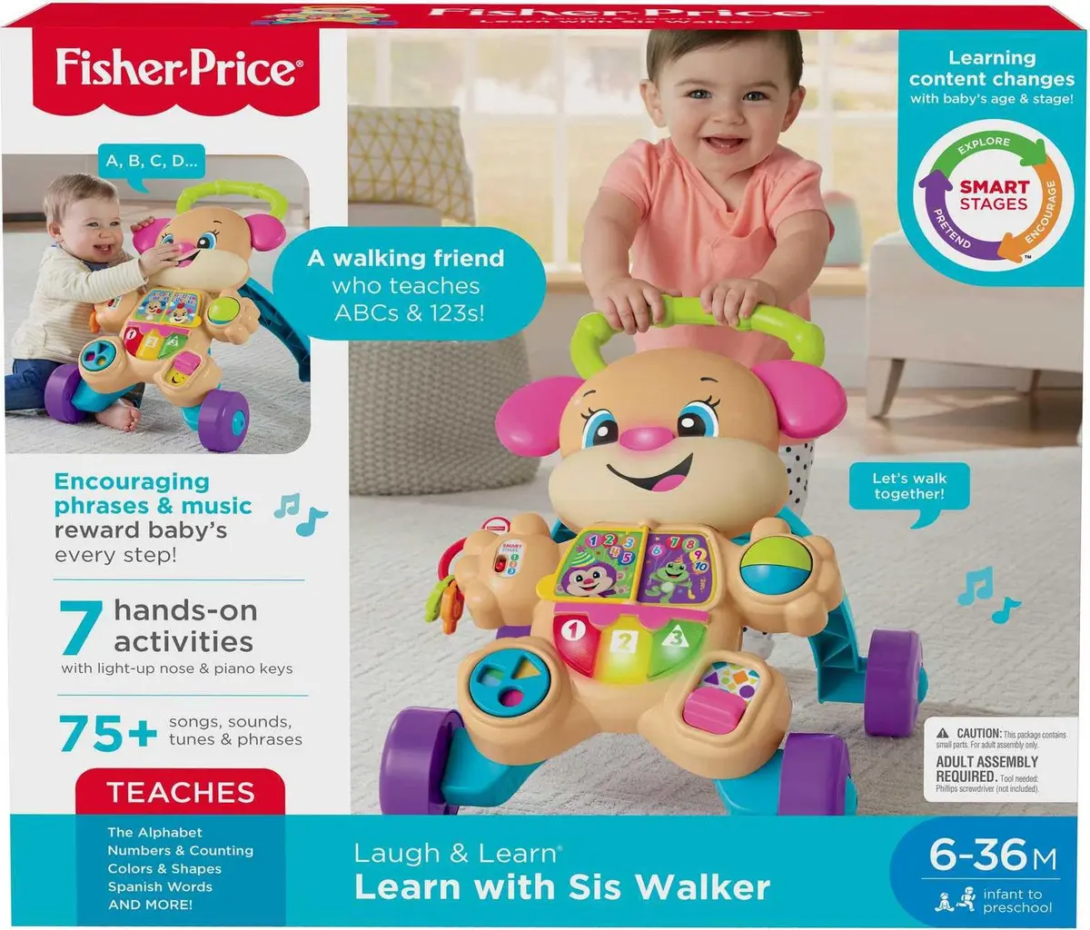 Fisher-Price Laugh & Learn Smart Stages Walker | Educational Baby & Toddler Toy for 6 Months to 3 Years - view 6