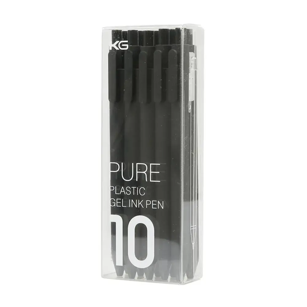 Kaco Pure Black Gel Ink Rollerball Pens 0.5mm Extra Fine Point (Pack of 10) | Smooth Writing for Students & Office - main product image