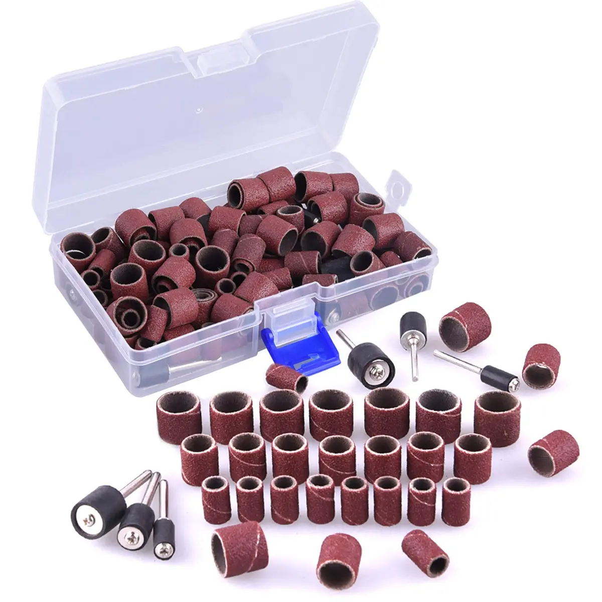 AUSTOR 132 Pieces Aluminum Oxide Sanding Drum Set with Free Box | 120 Grit, Easy to Install, Suitable for Wood & Metal (70-120 chars) - view 2
