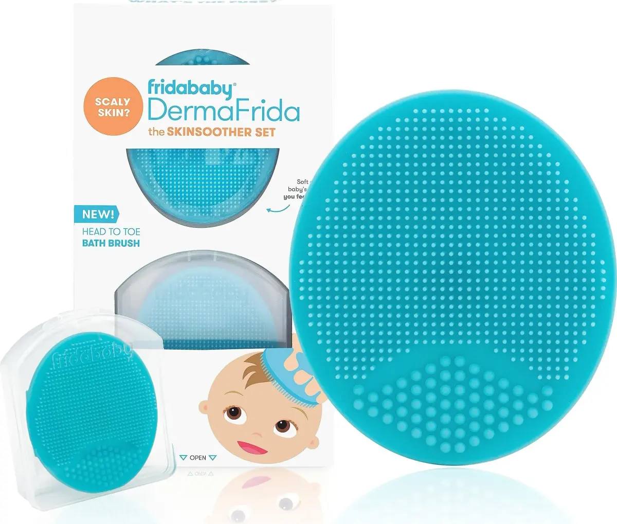 Frida Baby DermaFrida SkinSoother Bath Brush 2-Pack | Gentle Silicone for Cradle Cap, Dry Skin & Eczema - main product image