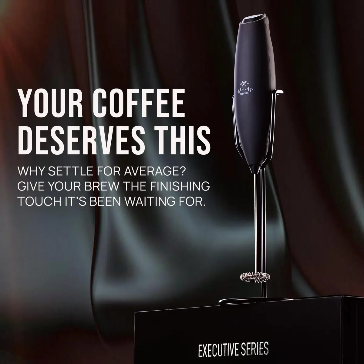 Zulay Kitchen Milk Frother Wand - Upgraded Stand | Handheld Foam Maker for Lattes & Cappuccino (100-120 chars) - view 6