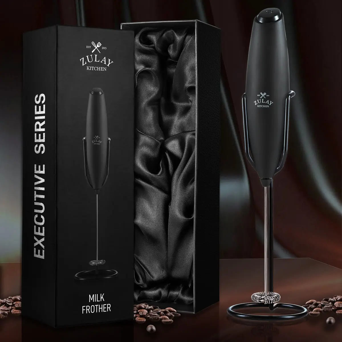 Zulay Kitchen Milk Frother Wand - Upgraded Stand | Handheld Foam Maker for Lattes & Cappuccino (100-120 chars) - view 8