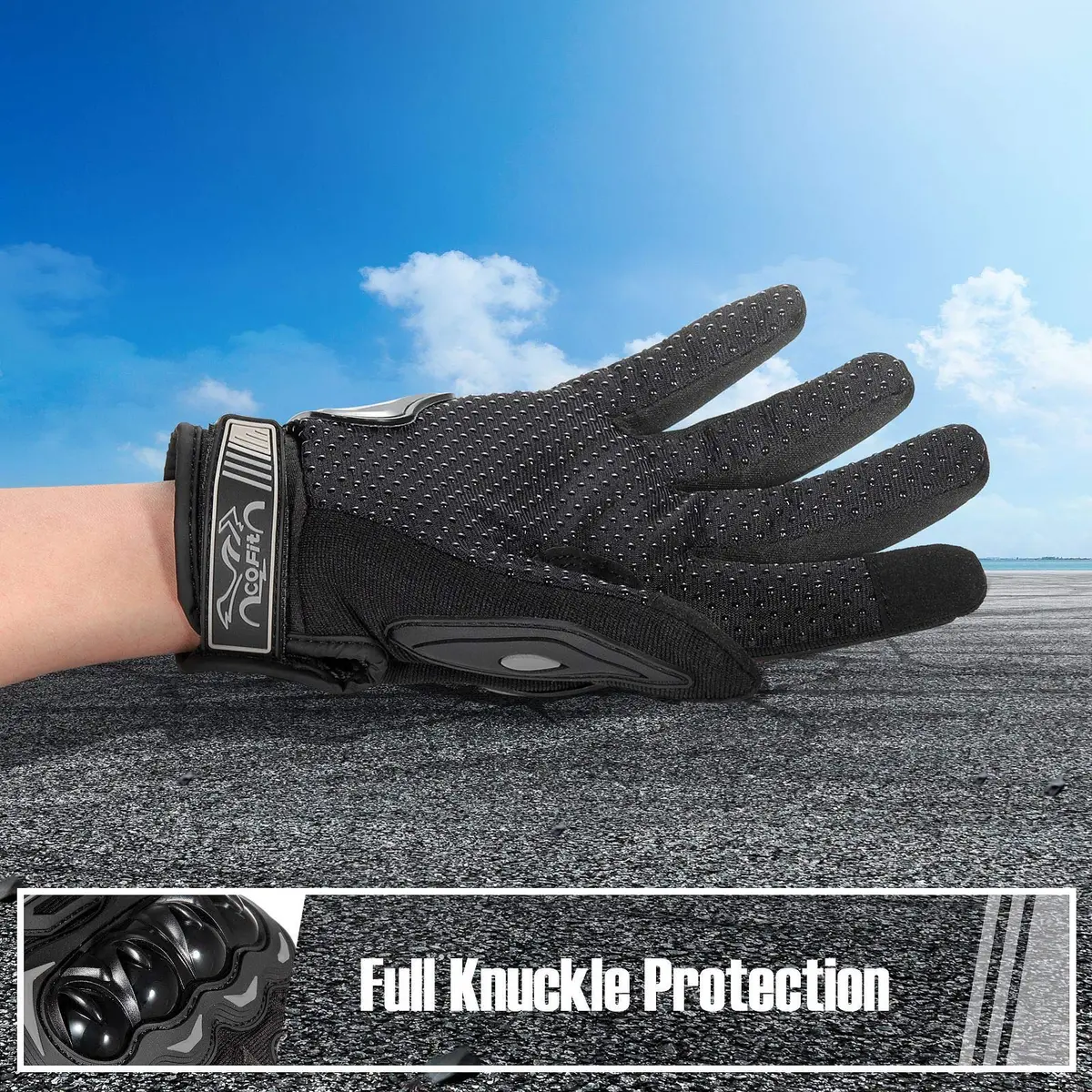COFIT Motorcycle Gloves for Men and Women Full Finger Touchscreen Black M | Full Protection & Breathable - view 4