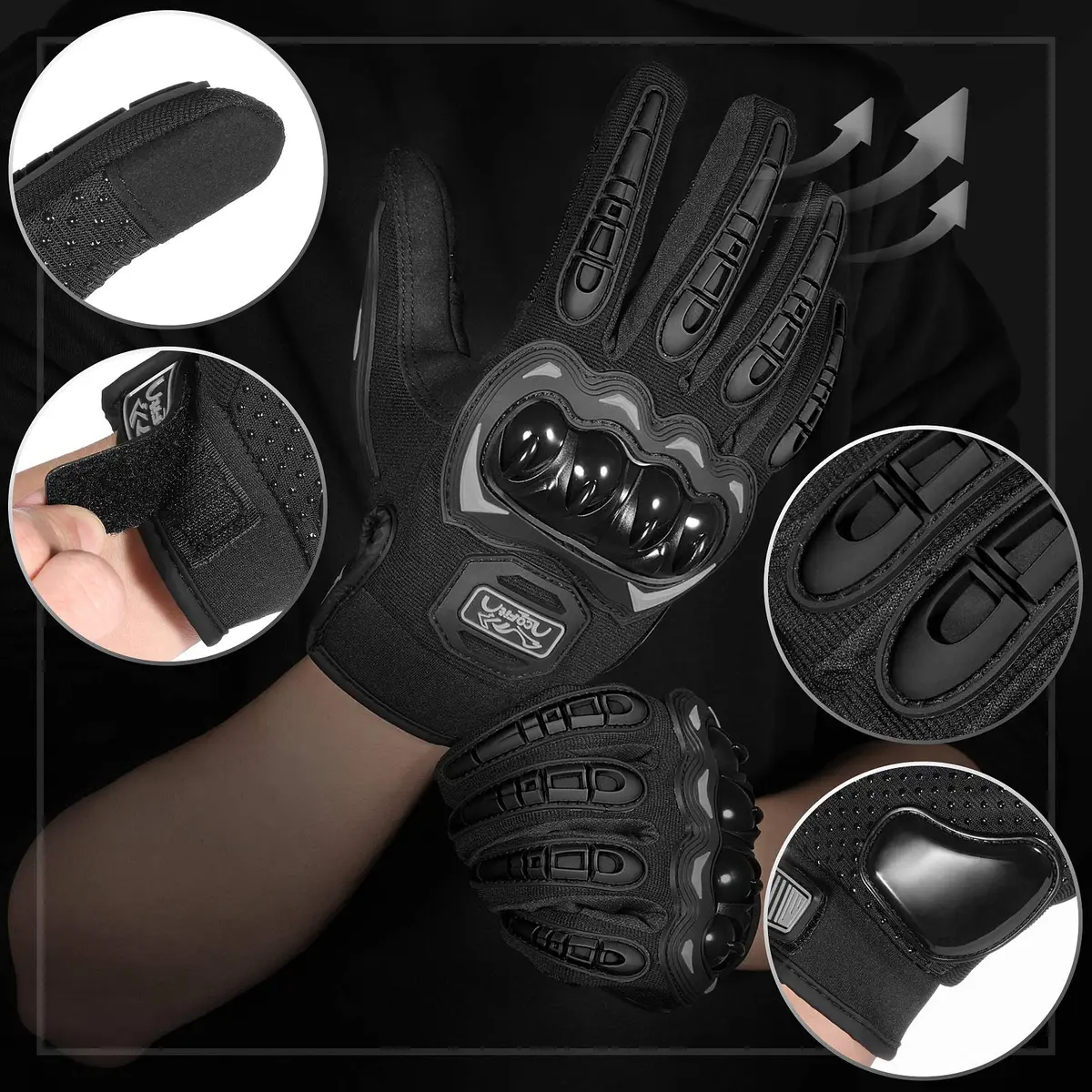 COFIT Motorcycle Gloves for Men and Women Full Finger Touchscreen Black M | Full Protection & Breathable - view 2