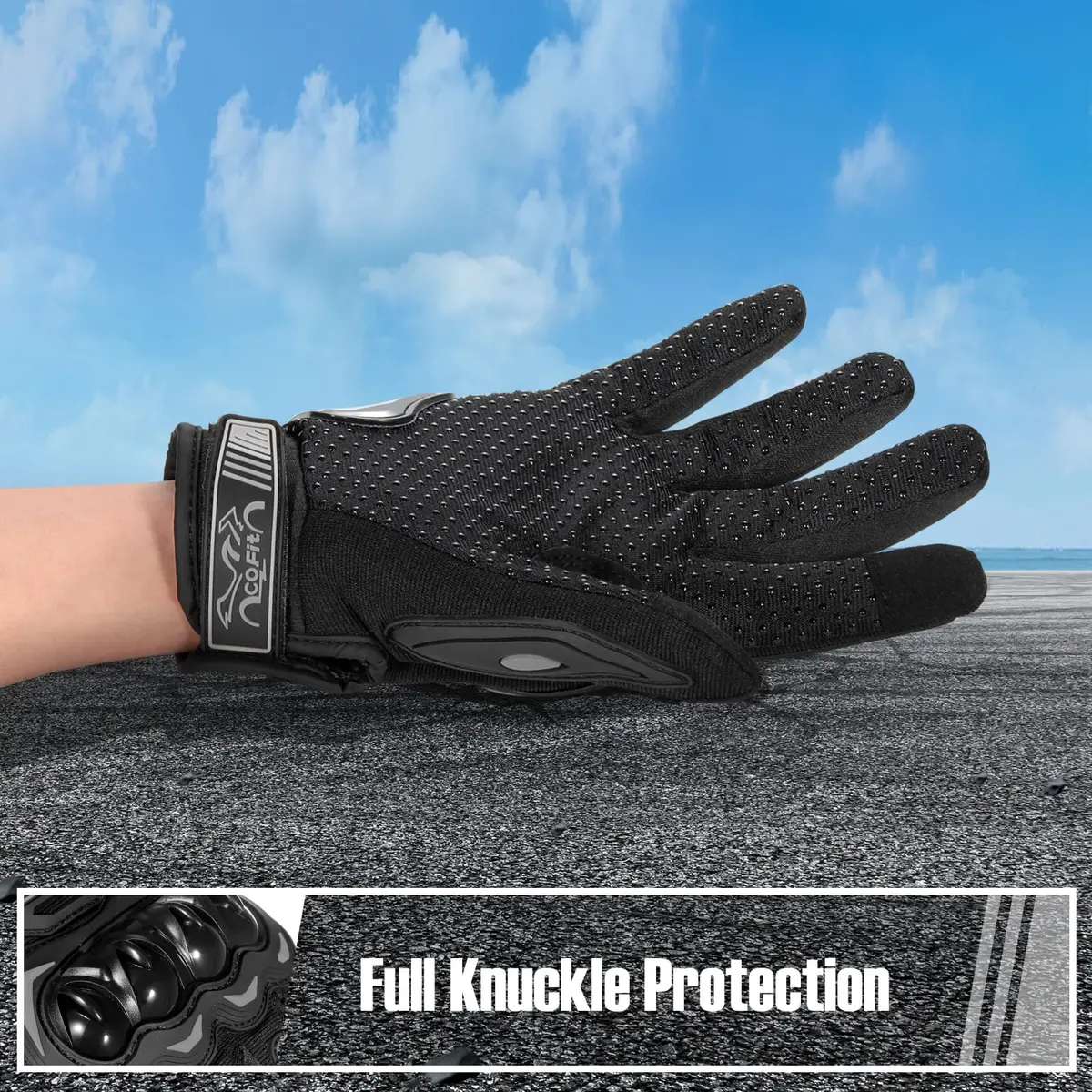 COFIT Motorcycle Gloves for Men and Women, Full Finger Touchscreen, Black XL | Full Protection & Breathable Comfort - view 4