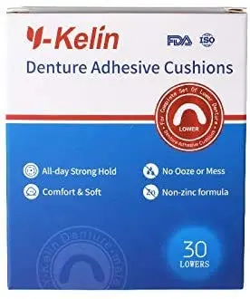 Y-Kelin Lower Denture Adhesive Cushions 60 Strips | Natural Seaweed, One-Day Support for Sore Gums - view 7