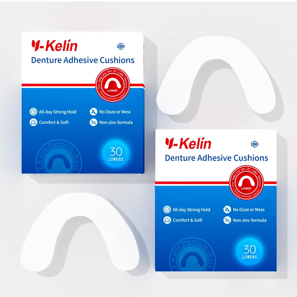 Y-Kelin Lower Denture Adhesive Cushions 60 Strips | Natural Seaweed, One-Day Support for Sore Gums - view 8