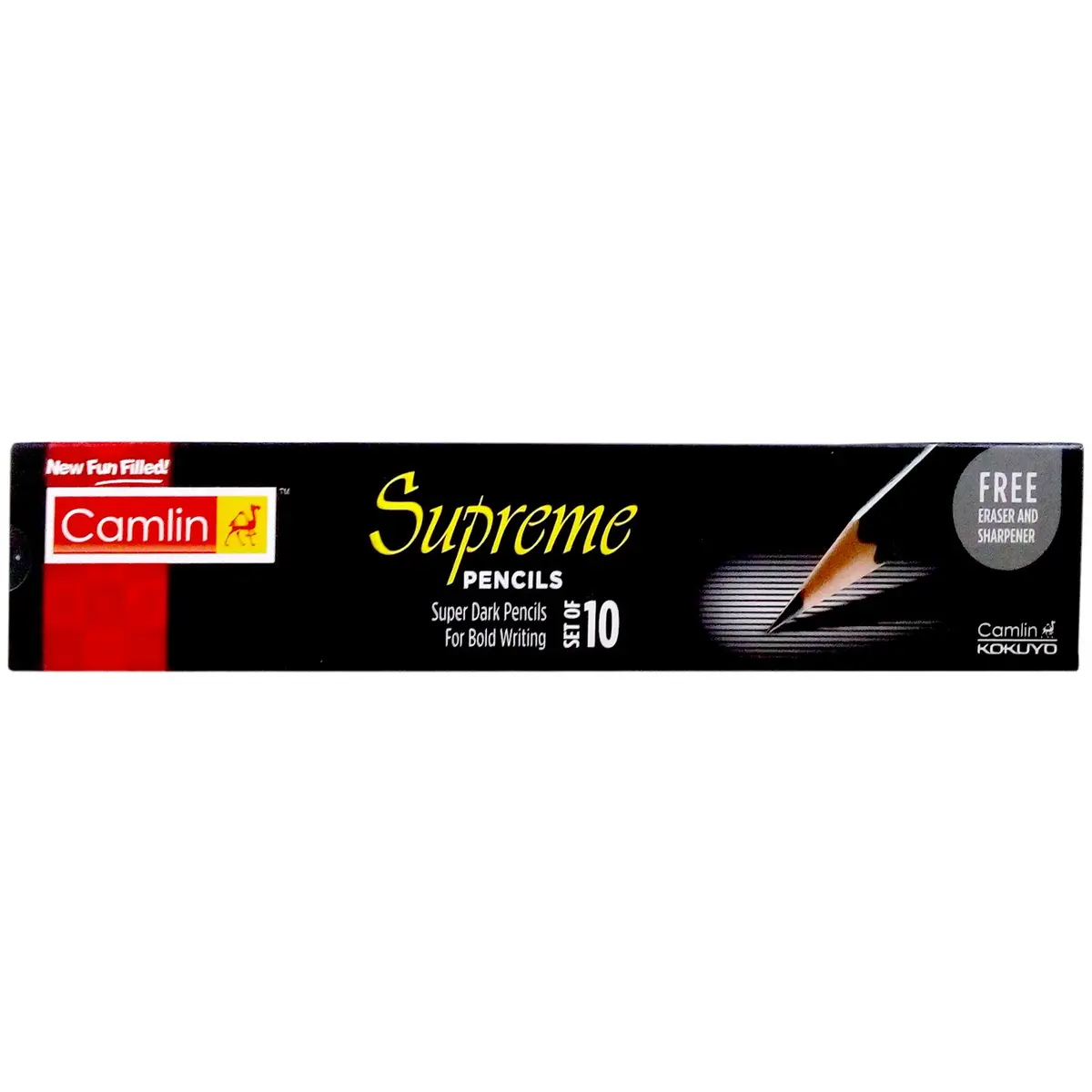 Camlin Kokuyo Supreme Writing And Drawing Pencils, Pack Of 10, Black | Smooth Ink Flow Writing Instrument - main product image
