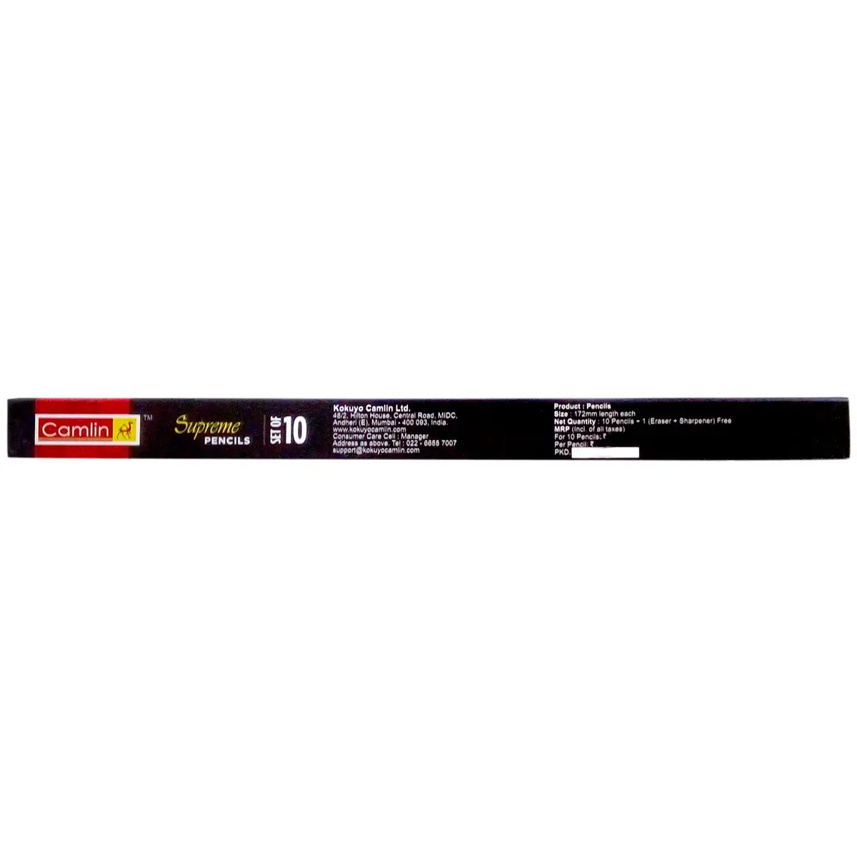 Camlin Kokuyo Supreme Writing And Drawing Pencils, Pack Of 10, Black | Smooth Ink Flow Writing Instrument - view 2