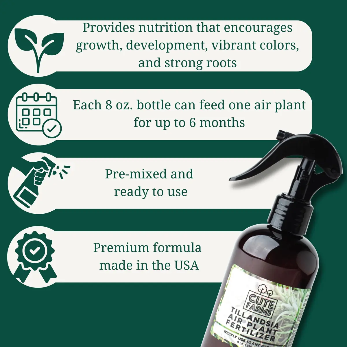 Cute Farms Air Plant Fertilizer Spray 24 fl oz (710 ml) | Gentle Weekly Use Formula Plant Food for Tillandsia - view 2
