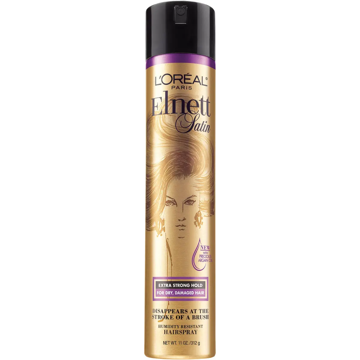 L'Oreal Paris Elnett Satin Precious Oils Hairspray 312 g (11 oz) | Extra Strong Hold, Humidity Resistant - main product image