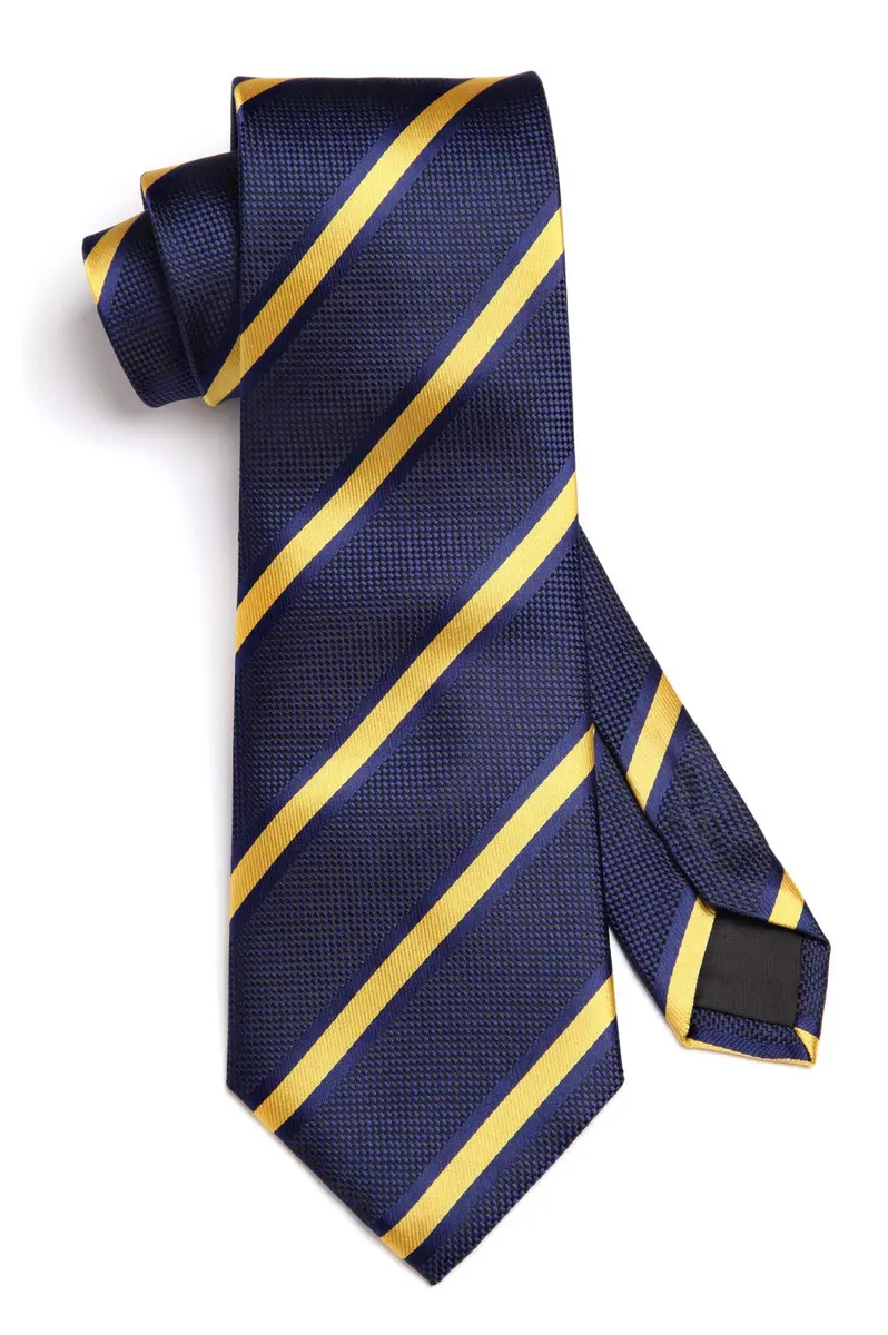 HISDERN Striped Wedding Tie & Pocket Square Set | Classic Microfiber Design, 150cm | Elegant Formal Accessory - view 4