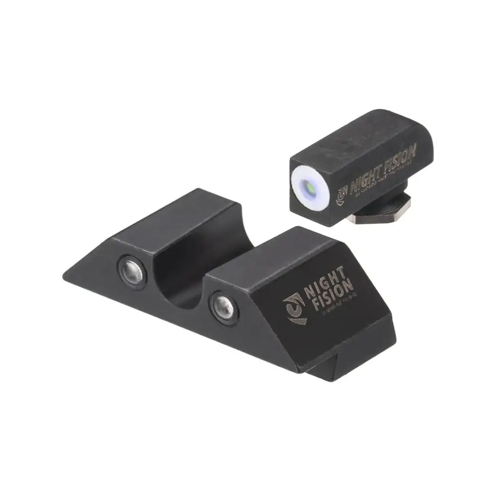 Night Fision Tritium Night Sight Set for Glock 42/43/43X, White Front Ring, U Notch Black Rear Rings | Bright, Durable, Compatible - main product image