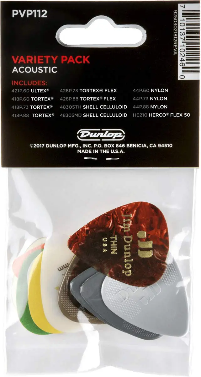 Jim Dunlop Acoustic Pick Variety Pack - 12 Pack | Explore Tone with USA-Made Picks - view 2
