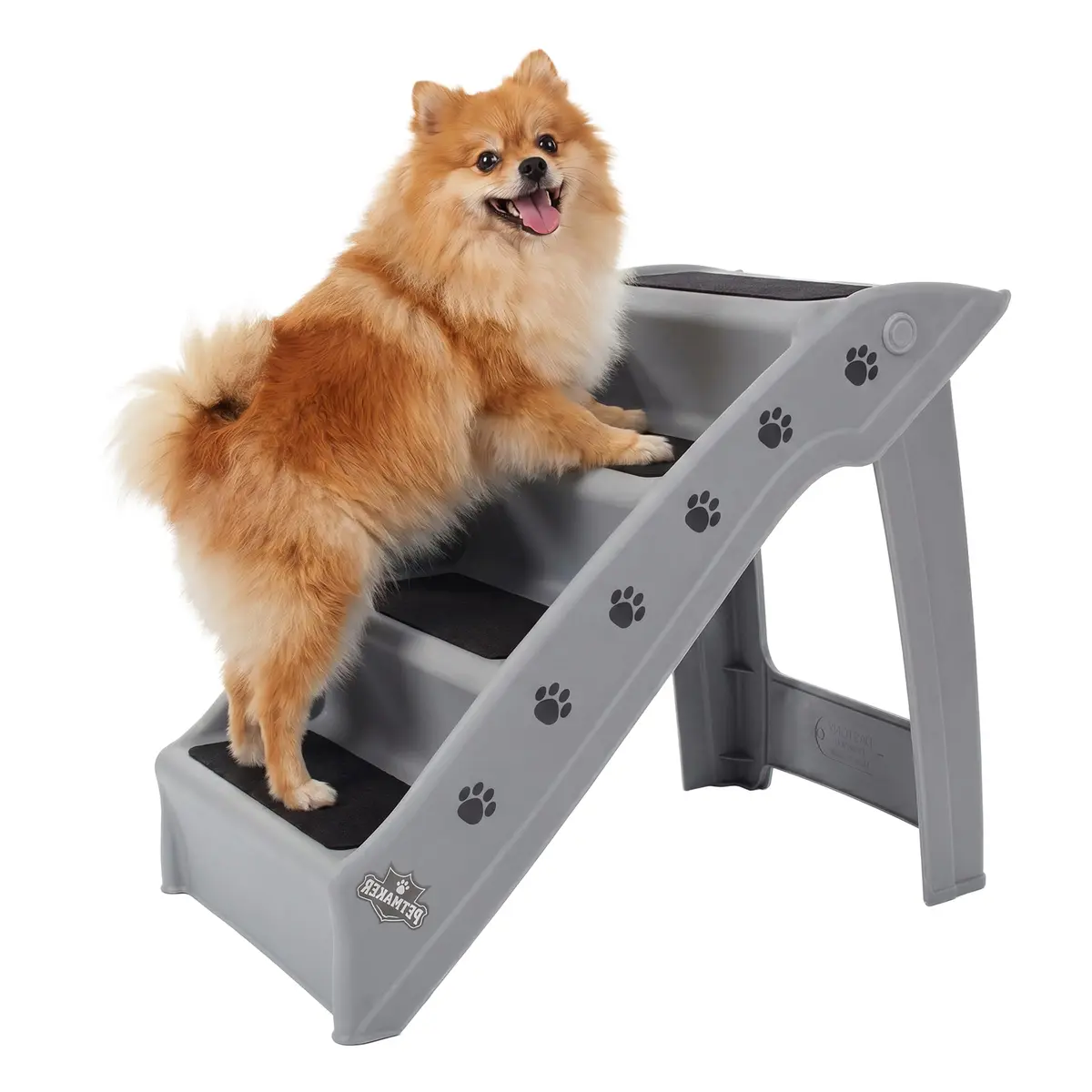 PETMAKER Lightweight Durable Plastic Dog Stairs | 4-Step Gray Pet Ramp for Small Dogs & Cats - main product image