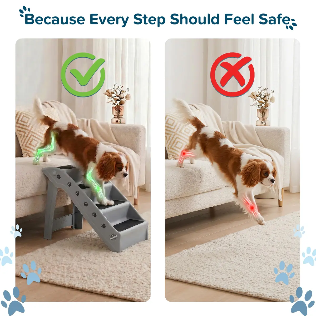 PETMAKER Lightweight Durable Plastic Dog Stairs | 4-Step Gray Pet Ramp for Small Dogs & Cats - view 5