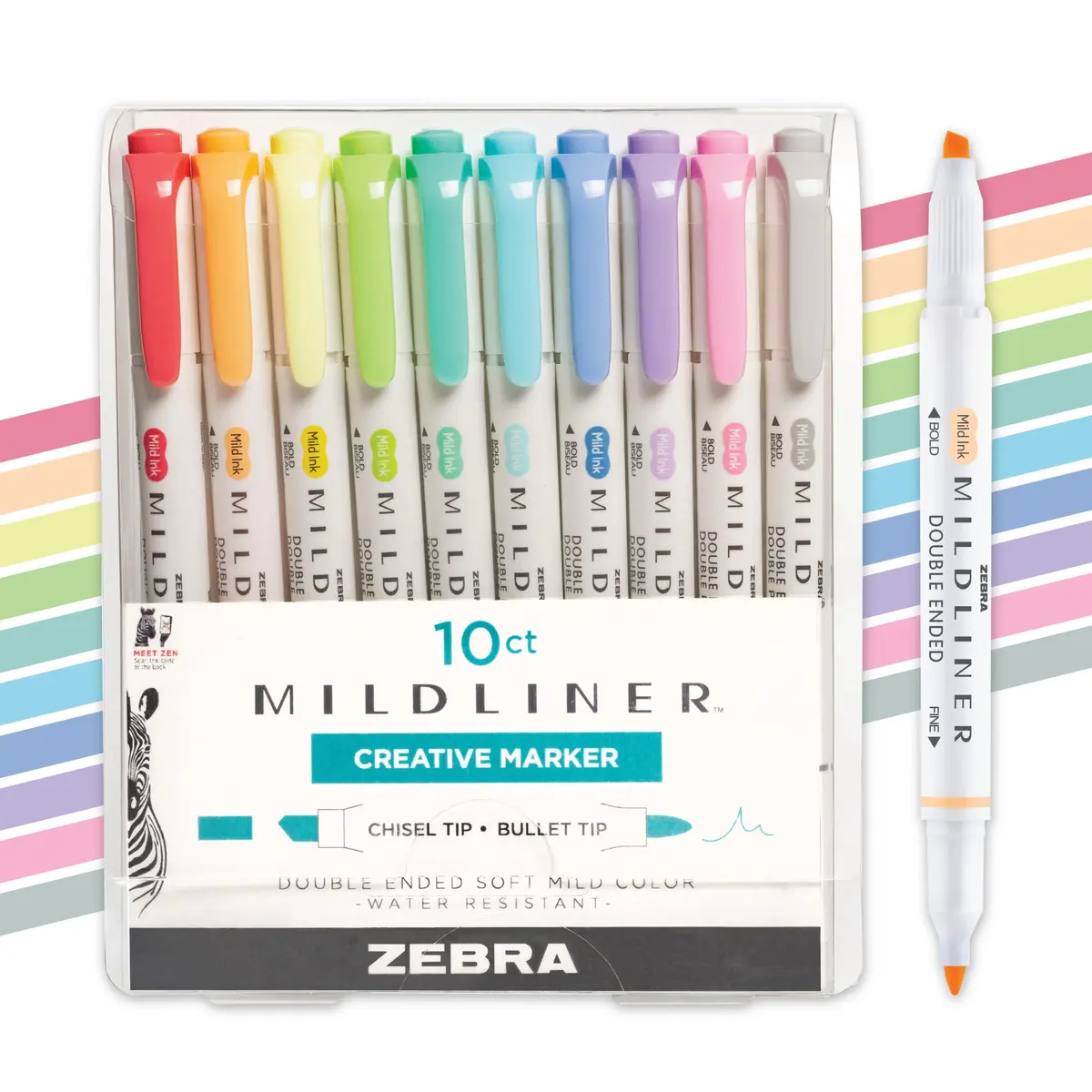 Zebra Pen Mildliner Highlighter Dual Tip 10-Pack | Smooth Ink Flow Value Pack - main product image