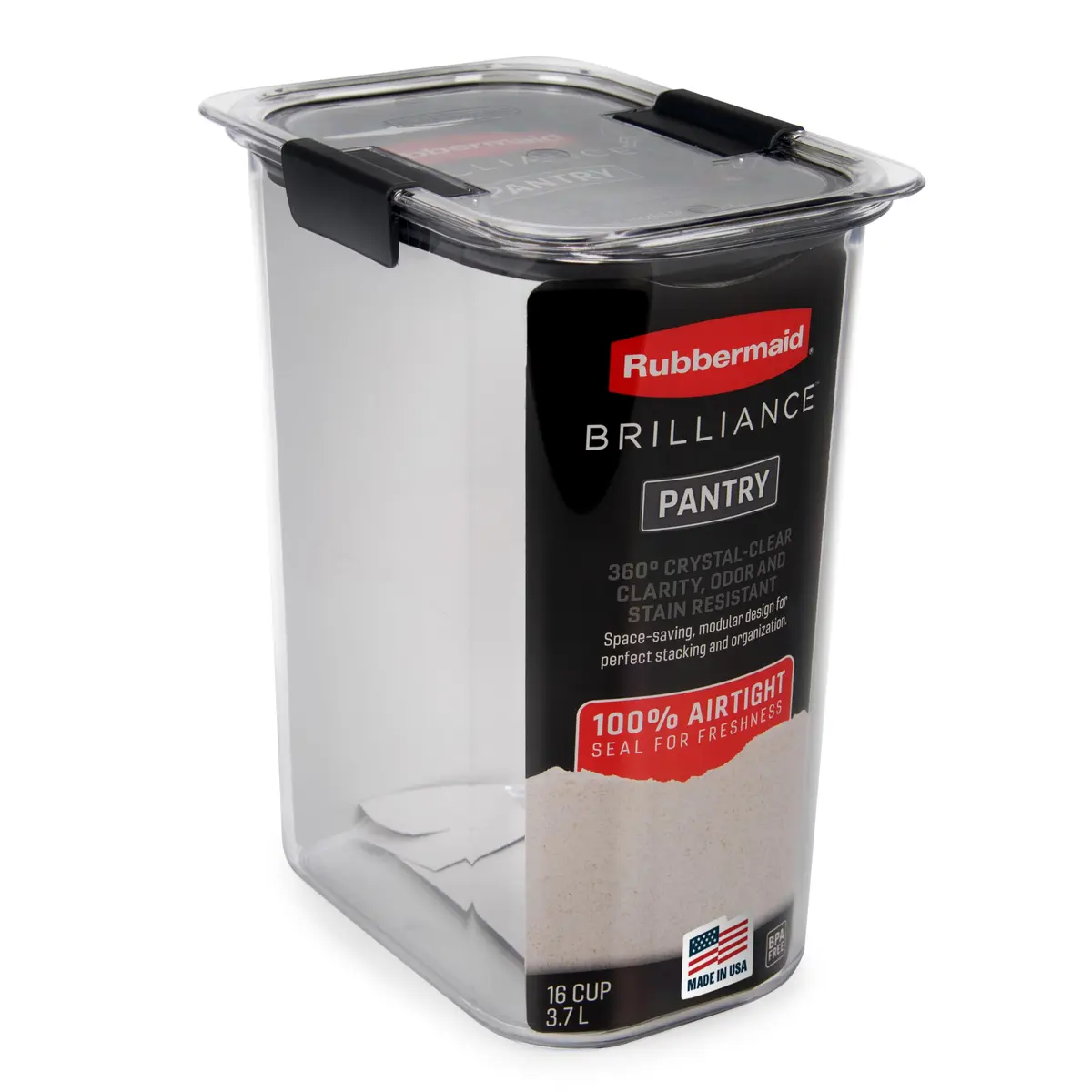 Rubbermaid Brilliance 16-Cup Airtight Food Storage Container with Lid | Pantry Organizer & Food Freshness - main product image