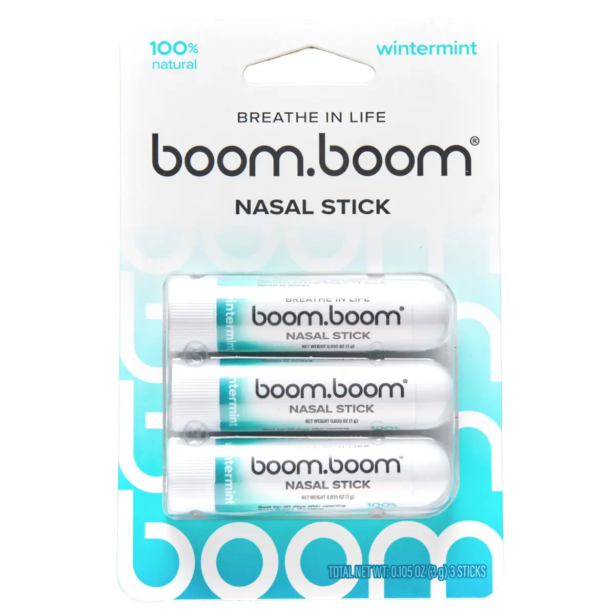 BoomBoom Nasal Stick Wintermint 3 Pack | Essential Oils + Menthol Inhaler for Refreshment - main product image