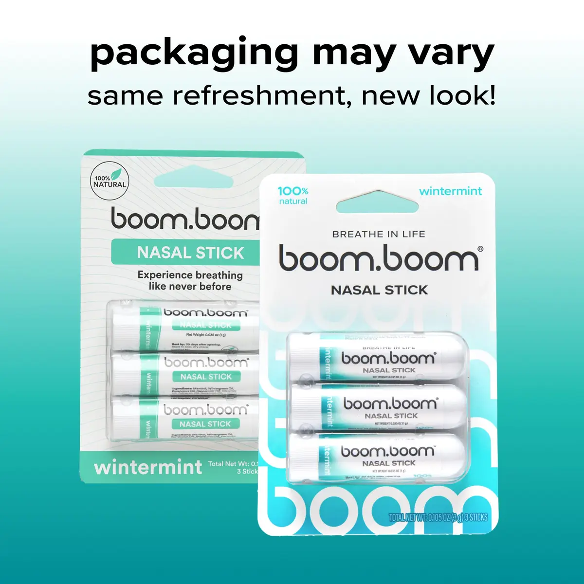 BoomBoom Nasal Stick Wintermint 3 Pack | Essential Oils + Menthol Inhaler for Refreshment - view 2