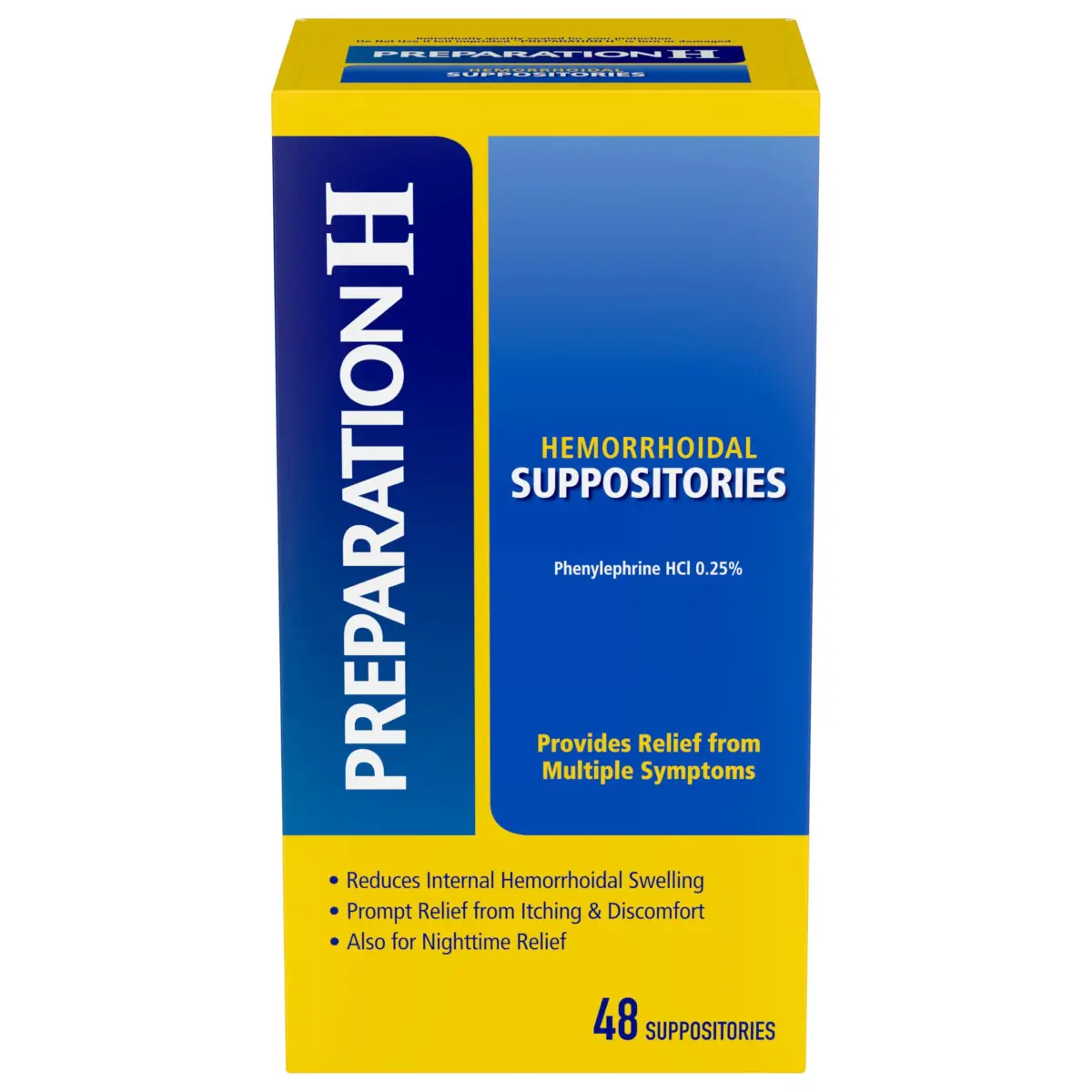 Preparation H Hemorrhoid Symptom Treatment Suppositories 48 Count | Doctor Recommended for Burning, Itching & Discomfort Relief - main product image