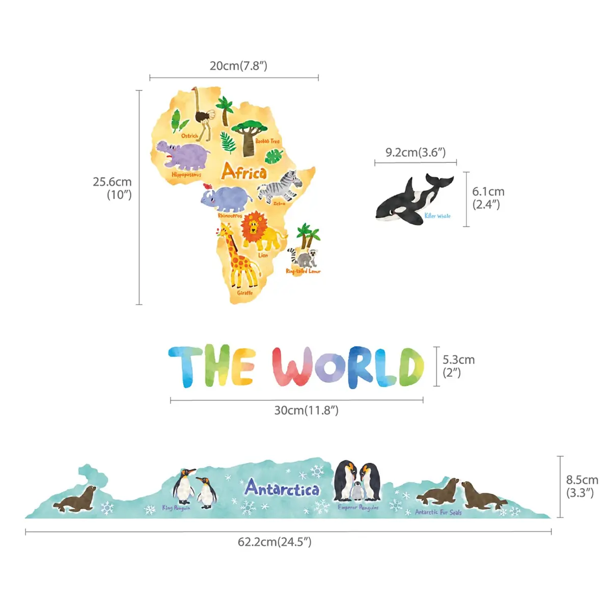 DECOWALL Animal World Map Wall Stickers for Kids Large | Educational, Repositionable Vinyl Decal - view 6