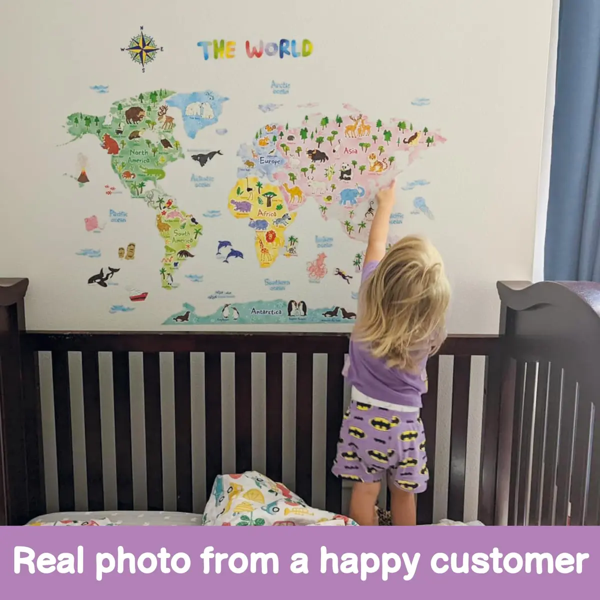 DECOWALL Animal World Map Wall Stickers for Kids Large | Educational, Repositionable Vinyl Decal - view 8