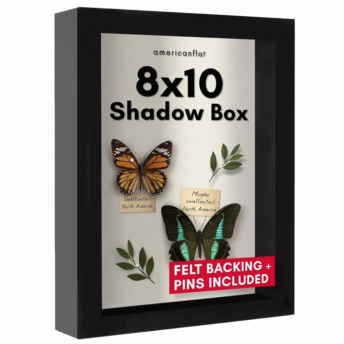 Americanflat Shadow Box Frame 8x10 Inches Engineered Wood Black | Elegant Display for Memories - main product image