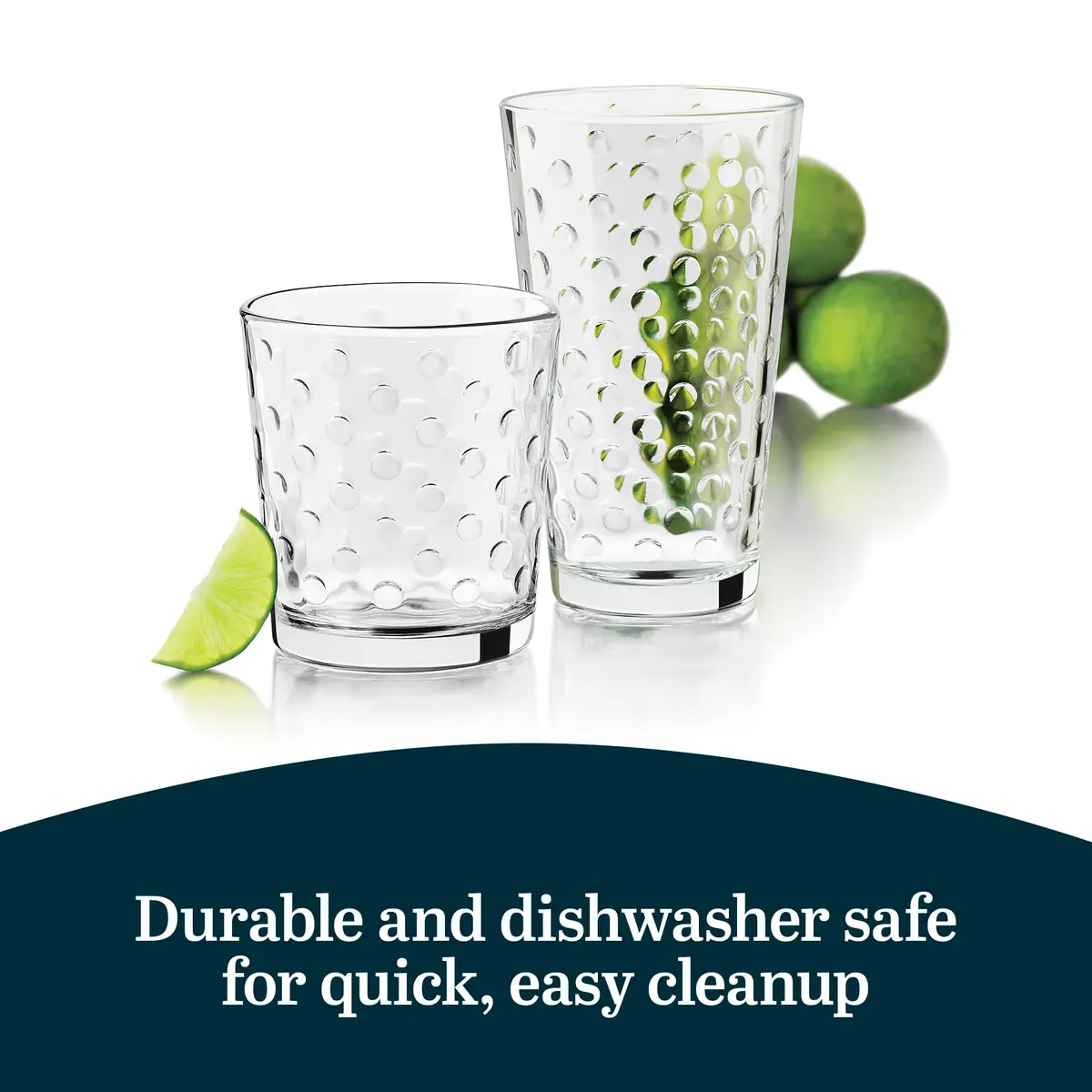 Libbey Awa Polka Dot Tumbler & Rocks Glass Set of 16 | Durable, Dishwasher Safe Drinkware for Everyday Use - view 5