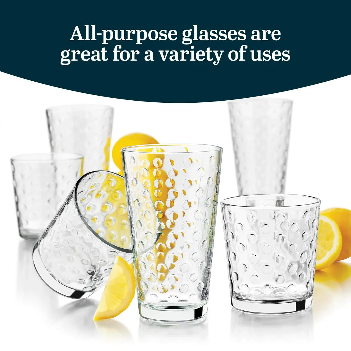 Libbey Awa Polka Dot Tumbler & Rocks Glass Set of 16 | Durable, Dishwasher Safe Drinkware for Everyday Use - view 4