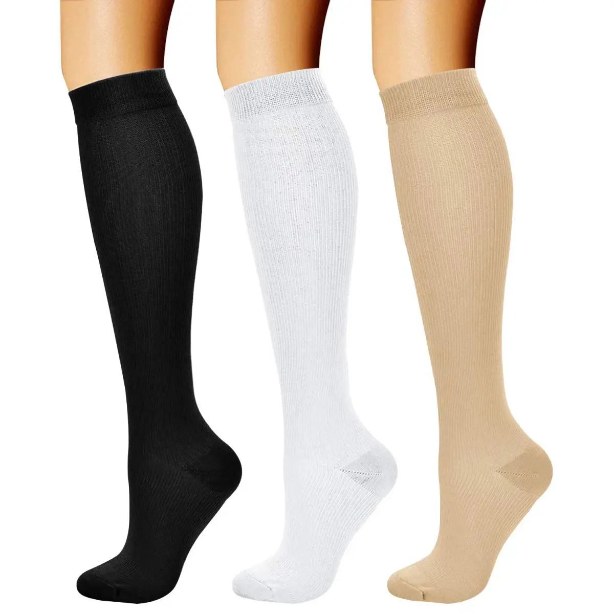 CHARMKING Compression Socks for Women & Men 15-20 mmHg | 3 Pairs, S/M, Graduated Support for Circulation - main product image