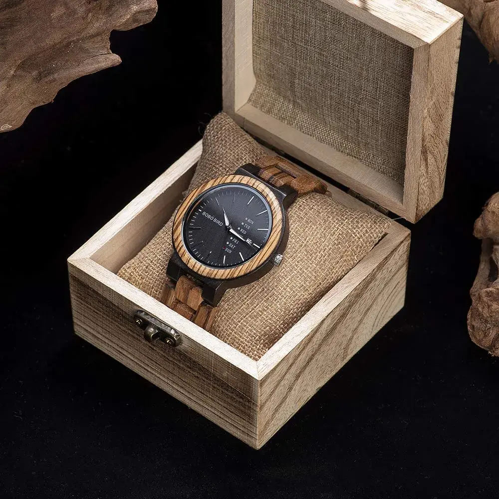 BOBO BIRD Men's Wooden Watch Analog Quartz with Week Display 45.6mm (1.79 Inch) - view 8