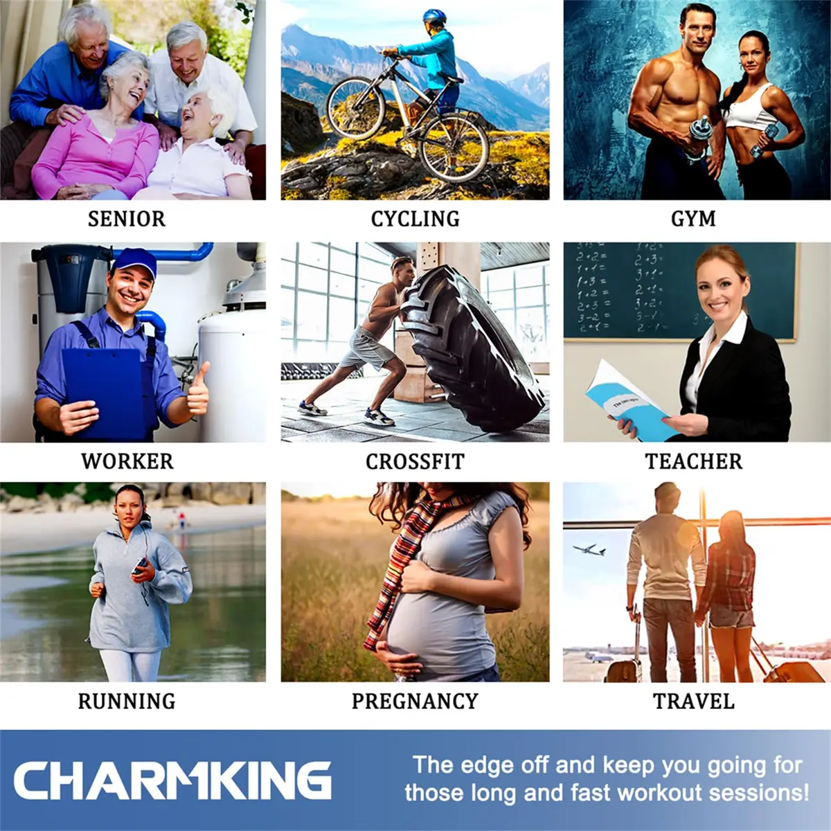 CHARMKING Compression Socks for Women & Men Circulation 15-20 mmHg | Support for Athletic Running & Cycling (S/M, Black) - view 5
