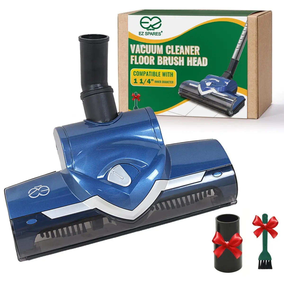 EZ SPARES 1-1/4" Universal Floor Brush, 32mm Vacuum Head, Blue | Compatible with Most Central Vacuums - main product image